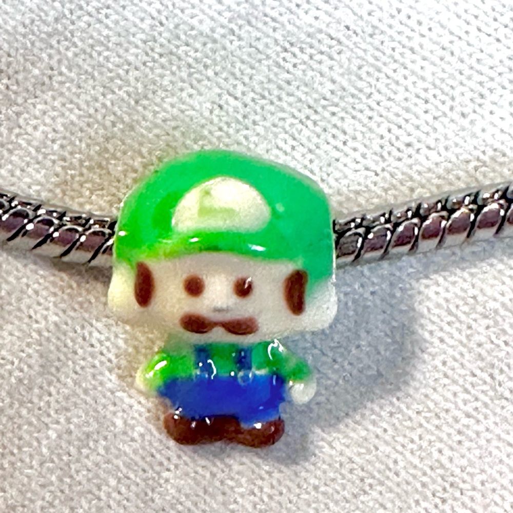 Hand-painted Mario-bros Luigi charm